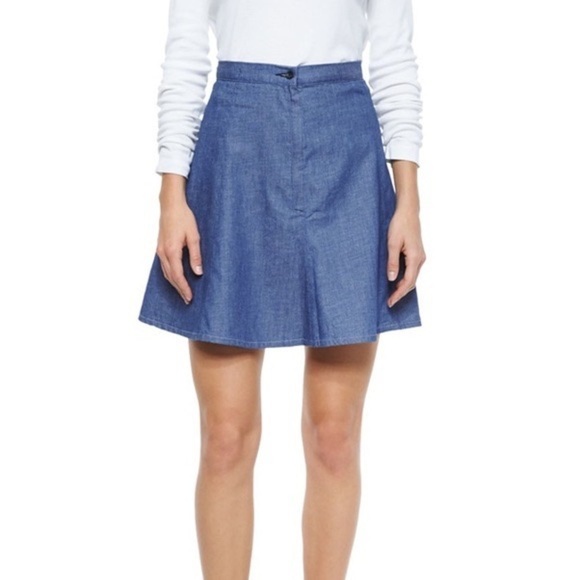 Rag & Bone/Jean Suki Rinse Blue Denim A-line Reversible Mini Skirt EUC Size 26 - Picture 1 of 12